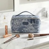 Minimal Blue Denim Makeup Organizer with Top Handle – view 1