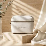 Small White PU Cosmetic Bag with Handle – view 1