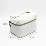 Small White PU Cosmetic Bag with Handle – view 2