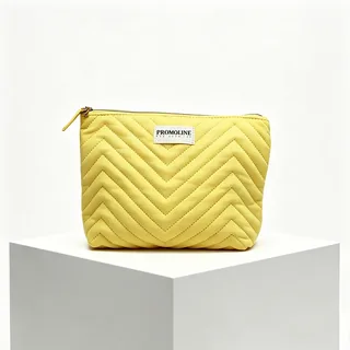 Yellow Chevron Quilted Cosmetic Bag