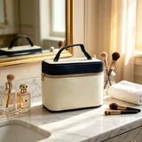 White Leather Vanity Case with Handle – view 1