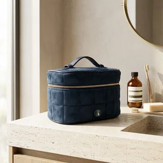 Khaki Quilted Velvet Vanity Case
