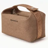Khaki Cotton Fabric Toiletry Bag with Side Zipper – view 1