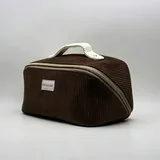 Brown Corduroy Makeup Bag with Cream Handle – view 2