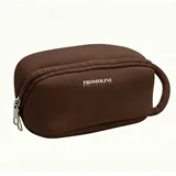 Brown Neoprene Cosmetic Bag with Side Handle – view 1