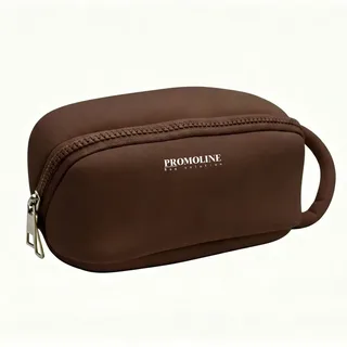 Brown Neoprene Cosmetic Bag with Side Handle