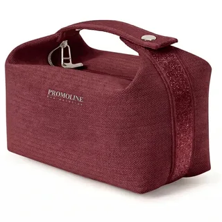 Burgundy Cotton Cosmetic Case with Textured Handle