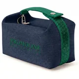 Navy Cotton Toiletry Bag with Green Contrast Handle – view 1