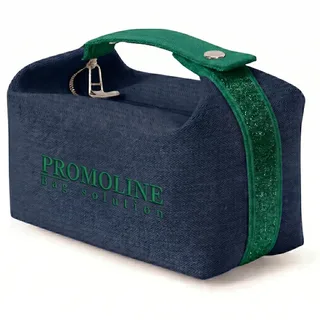 Navy Cotton Toiletry Bag with Green Contrast Handle