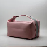 Brown Cotton Canvas Makeup Bag with Blue Strap – view 3