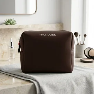 Slim Brown Neoprene Makeup Bag