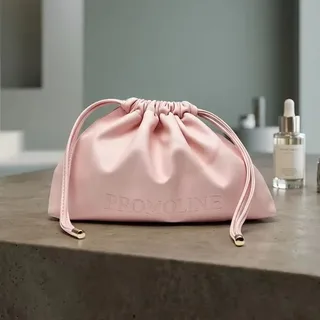 Pink PU Drawstring Makeup Bag