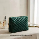 Green Quilted Velvet Cosmetic Bag – view 1