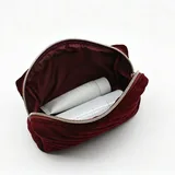 Burgundy Quilted Velvet Cosmetic Bag – view 2