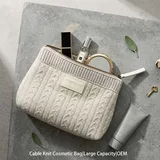 Light Gray Cable Knit Makeup Pouch – view 1