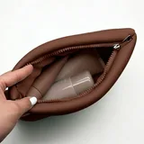 Brown Embossed-Logo Neoprene Cosmetic Pouch – view 2