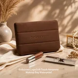 Brown Embossed-Logo Neoprene Cosmetic Pouch – view 1