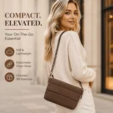 Brown Neoprene Crossbody Makeup Bag with Chain Strap – view 1