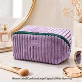 Purple Corduroy Makeup Bag with Woven Label – view 1