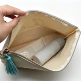 Beige Canvas Makeup Bag with Metallic Base – view 2