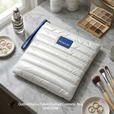 Light Grey Quilted Nylon Puffer Makeup Pouch – view 1