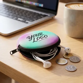 Round Neoprene Earphone Case and Coin Purse