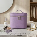Purple PU Cosmetic Case with Handle – view 1