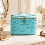 Sky Blue Crocodile Embossed Makeup Case – view 1