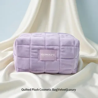 Purple Quilted Plush Makeup Organizer