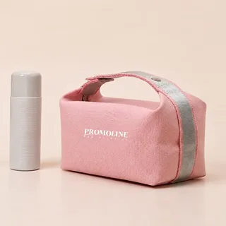 Pink Canvas Makeup Bag with Handle