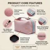 Pink Canvas Makeup Bag with Handle – view 4