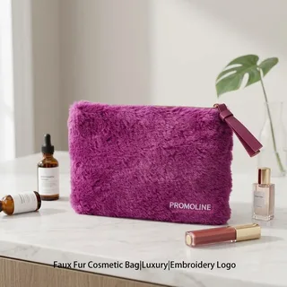 Purple Faux Fur Makeup Bag