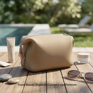 Three-Piece Neoprene Makeup Bag Set with Mesh Pouches