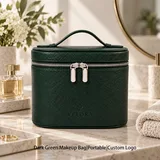 Dark Green PU Makeup Bag with Double Zipper – view 1