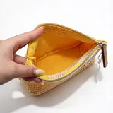 Yellow Canvas Makeup Bag with Mesh Overlay – view 2